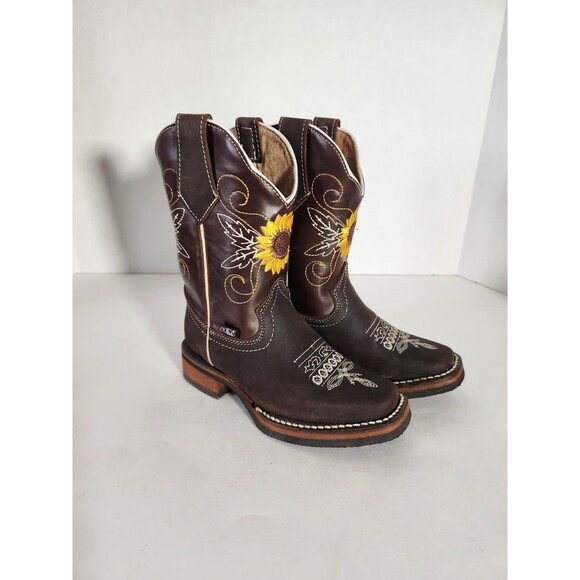 El Carril Genuine Leather Cowgirl Boots Sunflower Embroidered  Size 19.5 Us13.5? - Picture 2 of 8